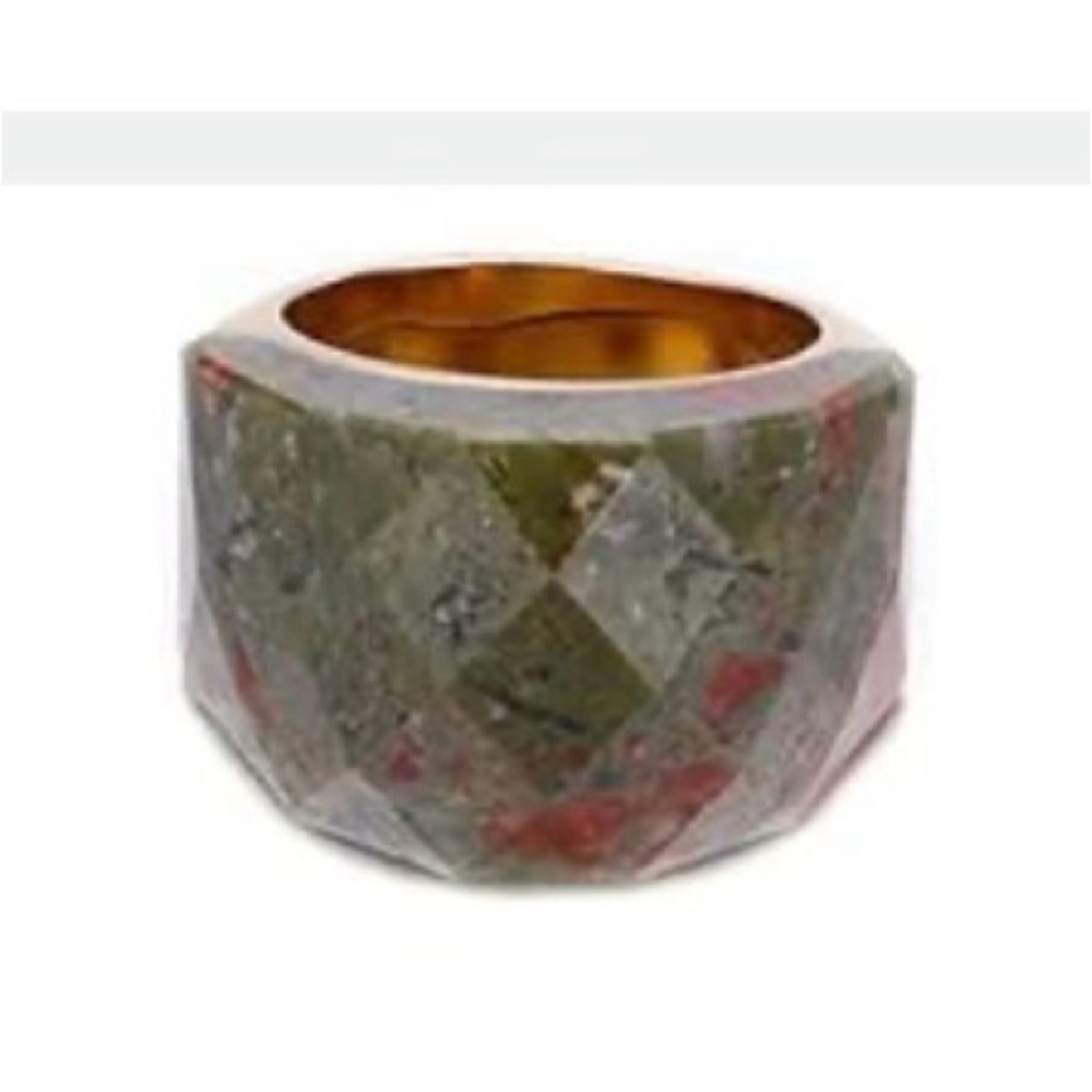 Faceted Multicolor Ring Size 8 Olive green Chunky